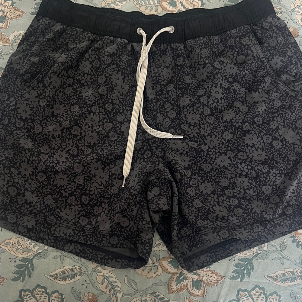 Vuori Black Floral Men's Athletic Shorts